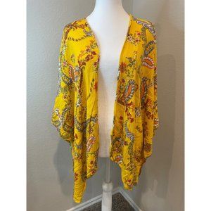 Fashion Nova Yellow Floral Lightweight Kimono